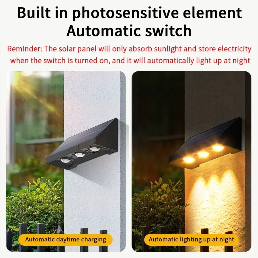 1pc Solar Wall Light Outdoor Illumination IP54 Waterproof LED Lamp Bulb Automatic Lighting at Night for Garden Yard or Balcony image 6