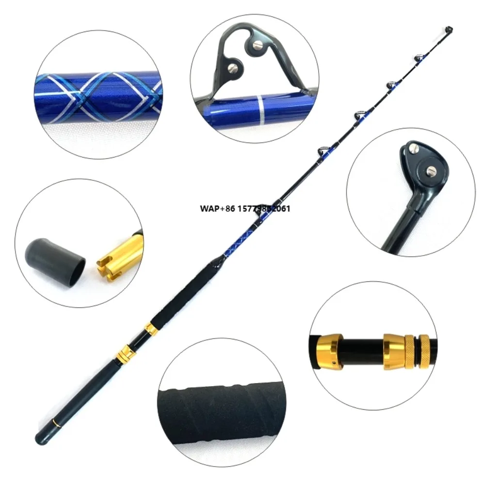 

Усиленное удилище и катушка для ловли тунца, пляжные фиберглассовые удилища, удилище для ловли лосося с рукояткой EVA, фиберглассовое удилище для троллинга, биткастинговая катушка