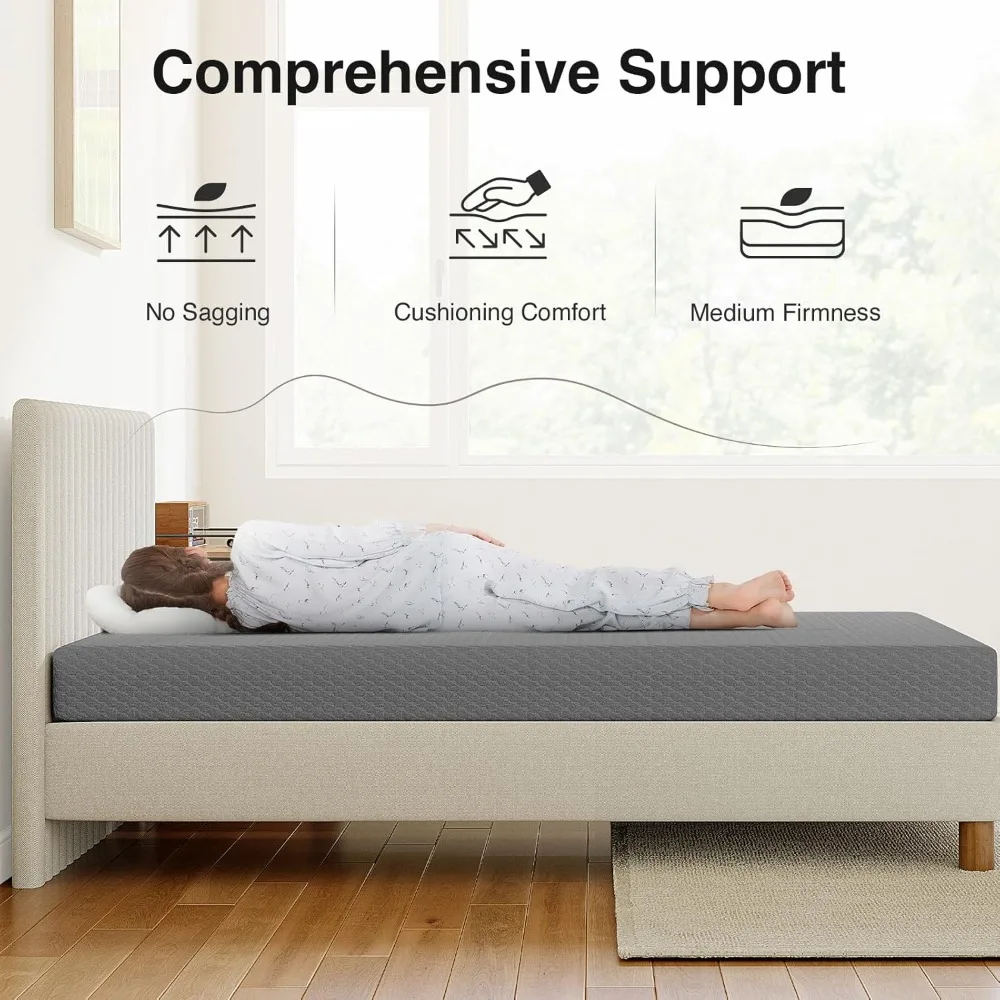 

6 Inch Twin Mattress in a Box, Cooling Twin Memory Foam Mattress for Pressure Relieving, Supportive Foam & Breathable Fabric