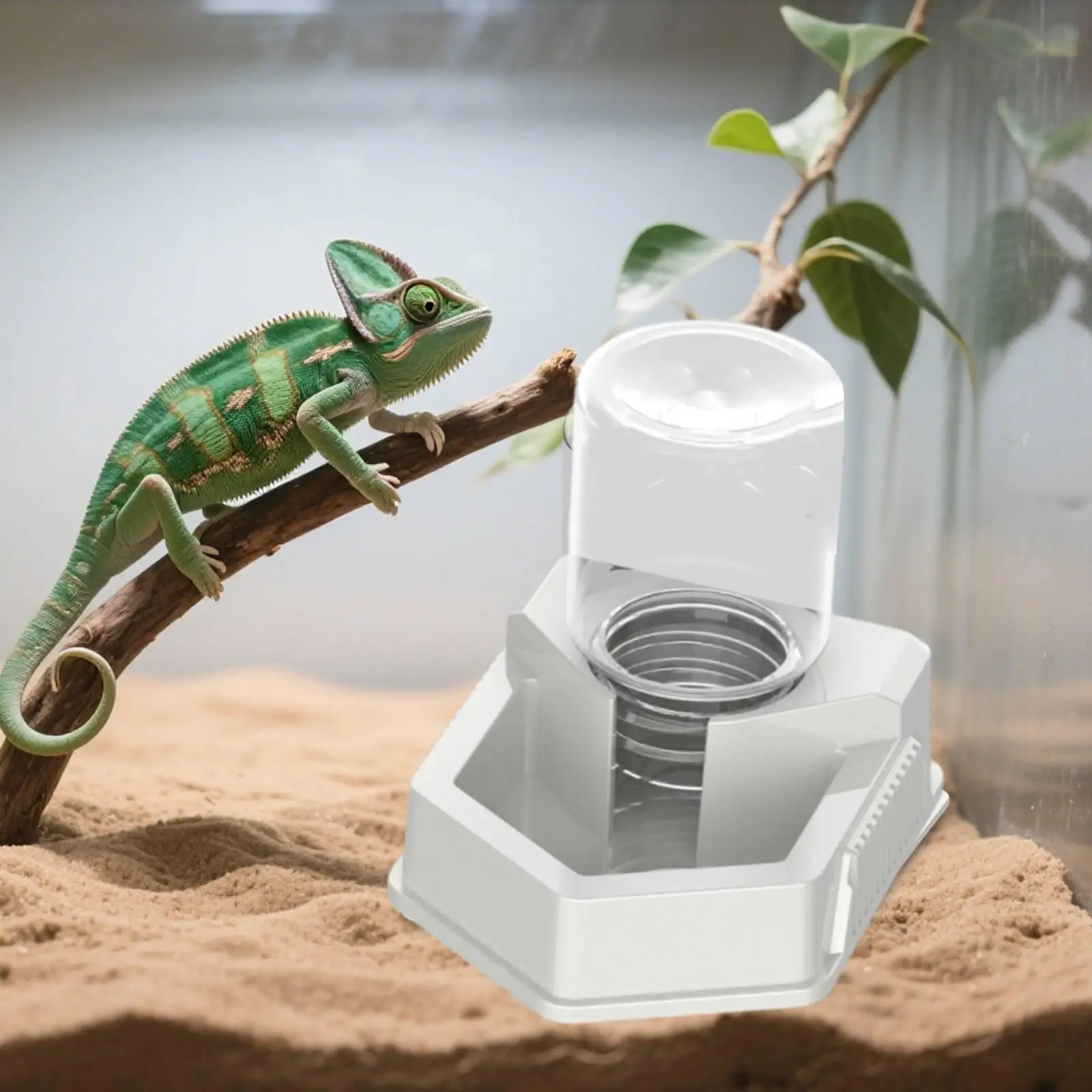 High Efficiency Reptile Water Bottle Automatic Feeding Bowl Waterer Terrarium Decor for Geckos Chameleons Turtles