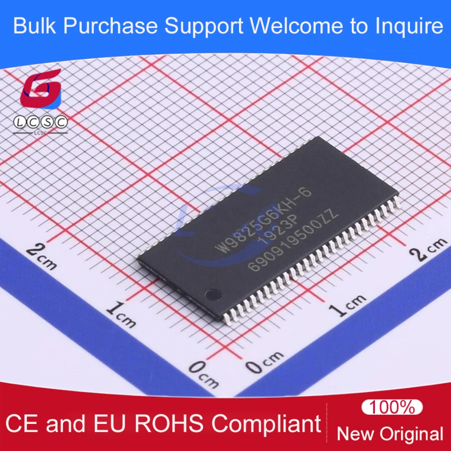 5pieces/Pack W9825G6KH-6 SDRAM Memory 4M*4 Banks*16Bits 3V~3.6V 256Mbit 166MHz TSOP-54 IC Chip Integrated Circuit