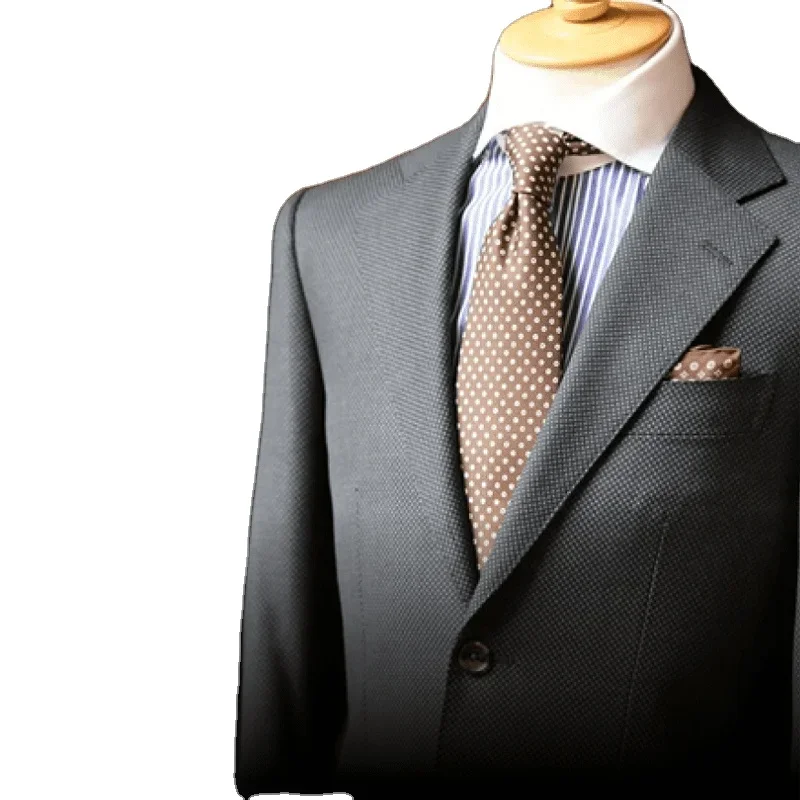 Traje de 2 piezas de lana de color negro, chaqueta y pantalones de novio, negocios, ajustado, Formal, D1000