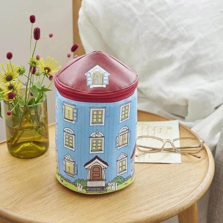 Storage Bag Magazine Style PU Leather Digital Printed House Design Large Capacity Travel Storage Makeup Bag Multifunctional