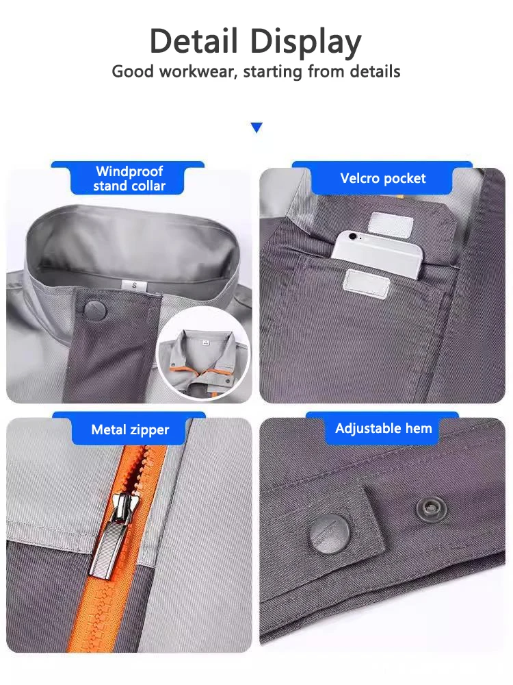 Heavy Duty Construction Work Jumpsuit Thickened Blend Fabric with Reflective Strips Spring Autumn Outdoor Work Coveralls