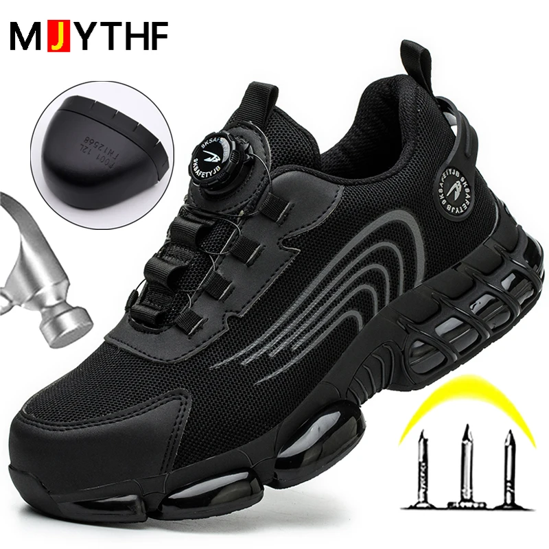 Rotating Button Safety Shoes Men Work Sneakers Indestructible Shoes Puncture-Proof Protective Shoes Work Boots Steel Toe Shoes