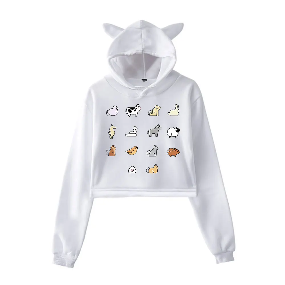 Fruit Basket Merch Zodiac Animals Hoodie Vintage 90s Streetwear Hoodies Fashion Sports Sweatshirts for Girls Cat Ear Crop