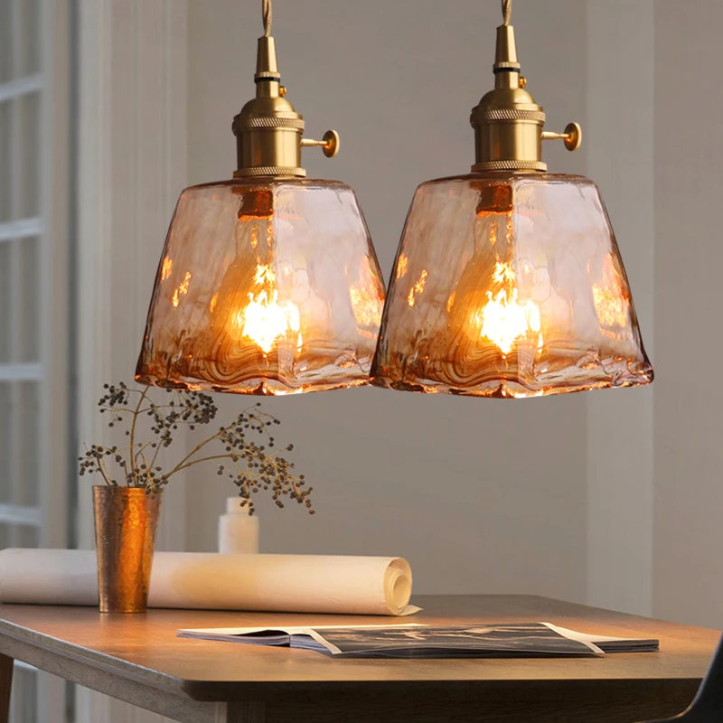 Nordic Modern Brass Glass Pendant lights Kitchen Restaurant Bar living room bedroom hanging Pendant lamp(with light source)