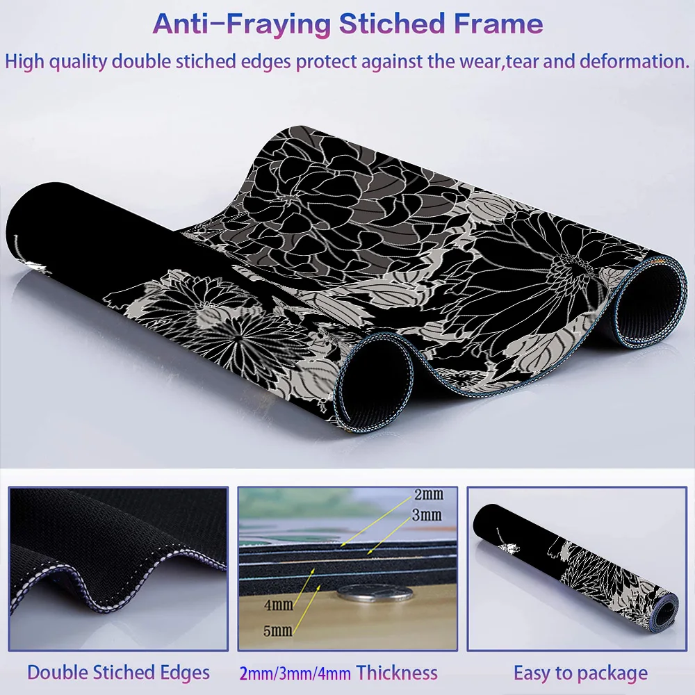 Черный коврик для мыши, аксессуары для геймеров, коврик на столе, коврик для мыши для ноутбука, аниме, коврик для мыши Kawaii, игровой коврик для клавиатуры, коврик для стола