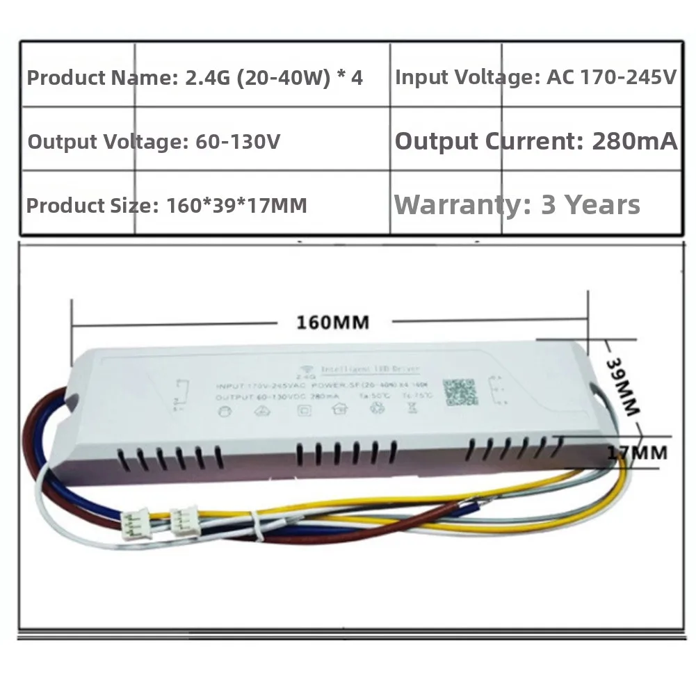 2.4G Remote Controlled LED Driver for Power Dimming Transformer 24-40W x4 Suitable for Multiple LED Tape Lights