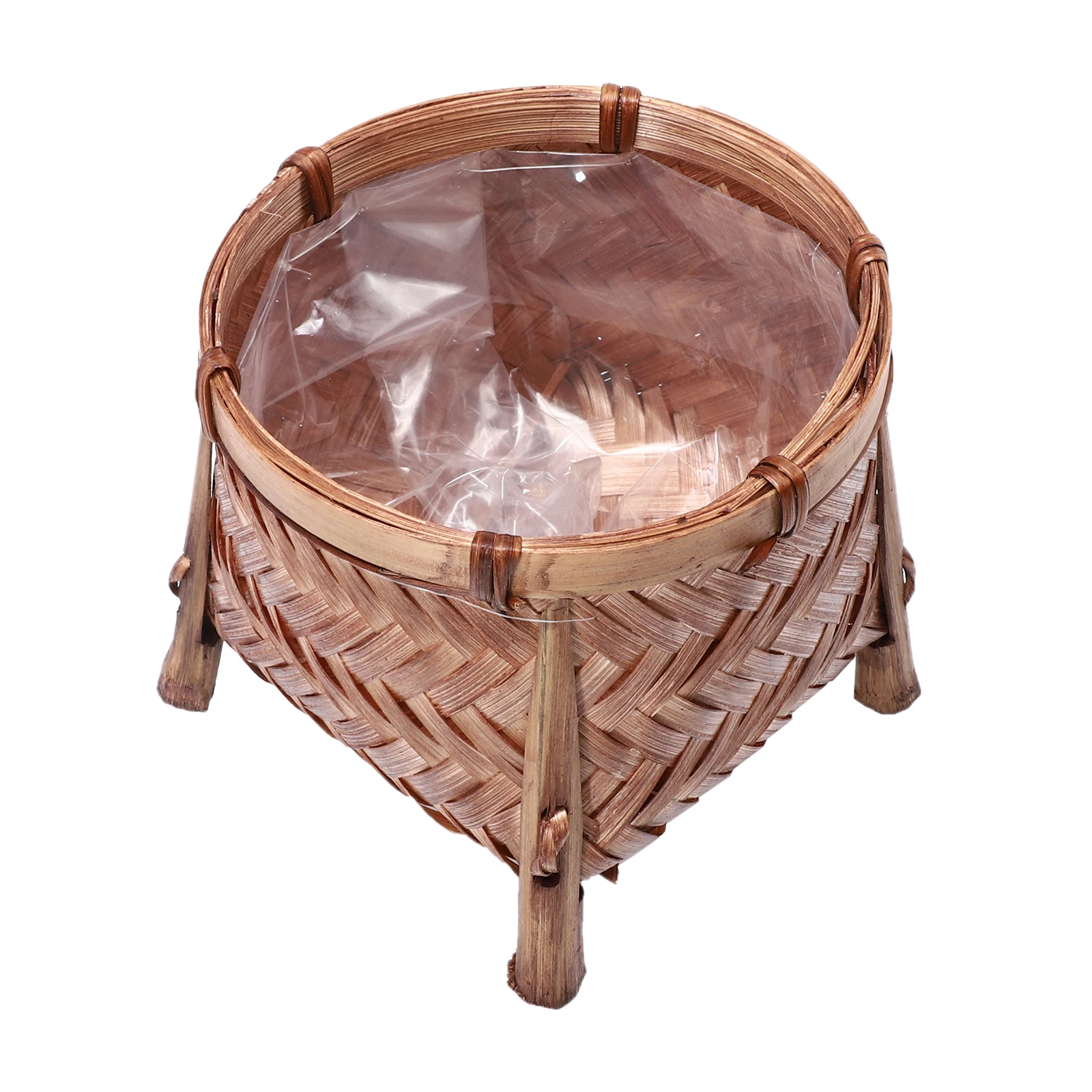 

Bamboo Woven Basket Small Size Eco Friendly Home Decor Farmhouse Rural Style Flower Container Portable Basket Storage