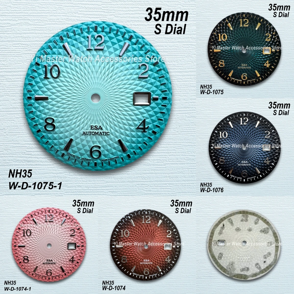 

35mm S Logo Cocktail Dial Fit NH35/NH36 Japanese Movement Green High-Quality Dial Watch Modification Accessories