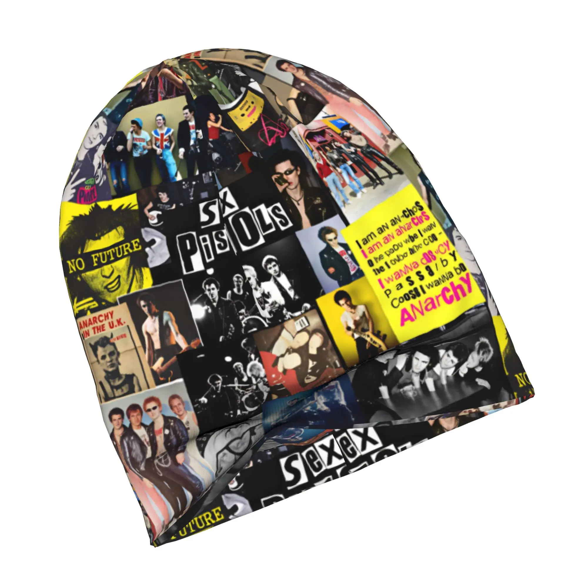 S-Sex P-Pistols Collage Skullies Beanies Caps Unisex Warm Knitting Hat Fashion Adult Heavy Metal Rock Band Bonnet Hats Ski Cap