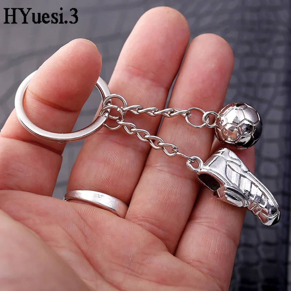 3d Simulation Football Shoes Keychain Silver Color Soccer Pendant Keyrings Fans Souvenirs Gifts Kids Men Backpack Ornament