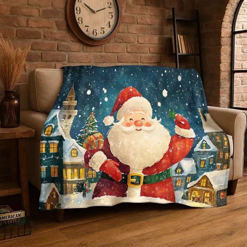 Cozy Christmas Throw Blanket,Ultra Soft flannel with Festive Santa Claus Print,The Perfect Holiday Cuddle Blanket for Your Couch