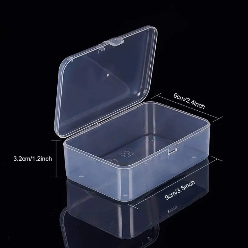 12 Pack 3.5x2.4x1.2 Inches Rectangular Clear Plastic Bead Storage Box with Lid for Small Items and Crafts