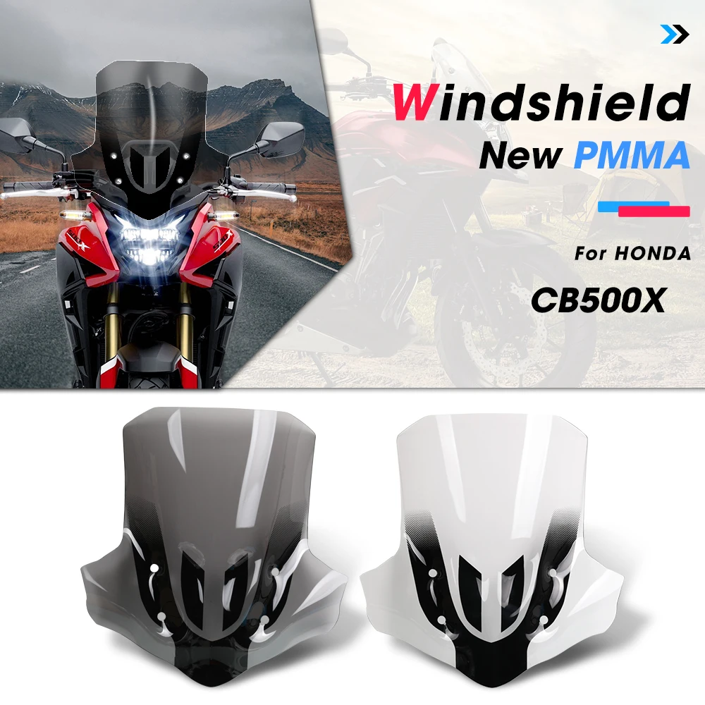 

Motorcycle Accessories Windshield For Honda CB500X 2013-2022 2023 2024 CB 500X PMMA Heighten 460MM Windscreen Deflector Screen