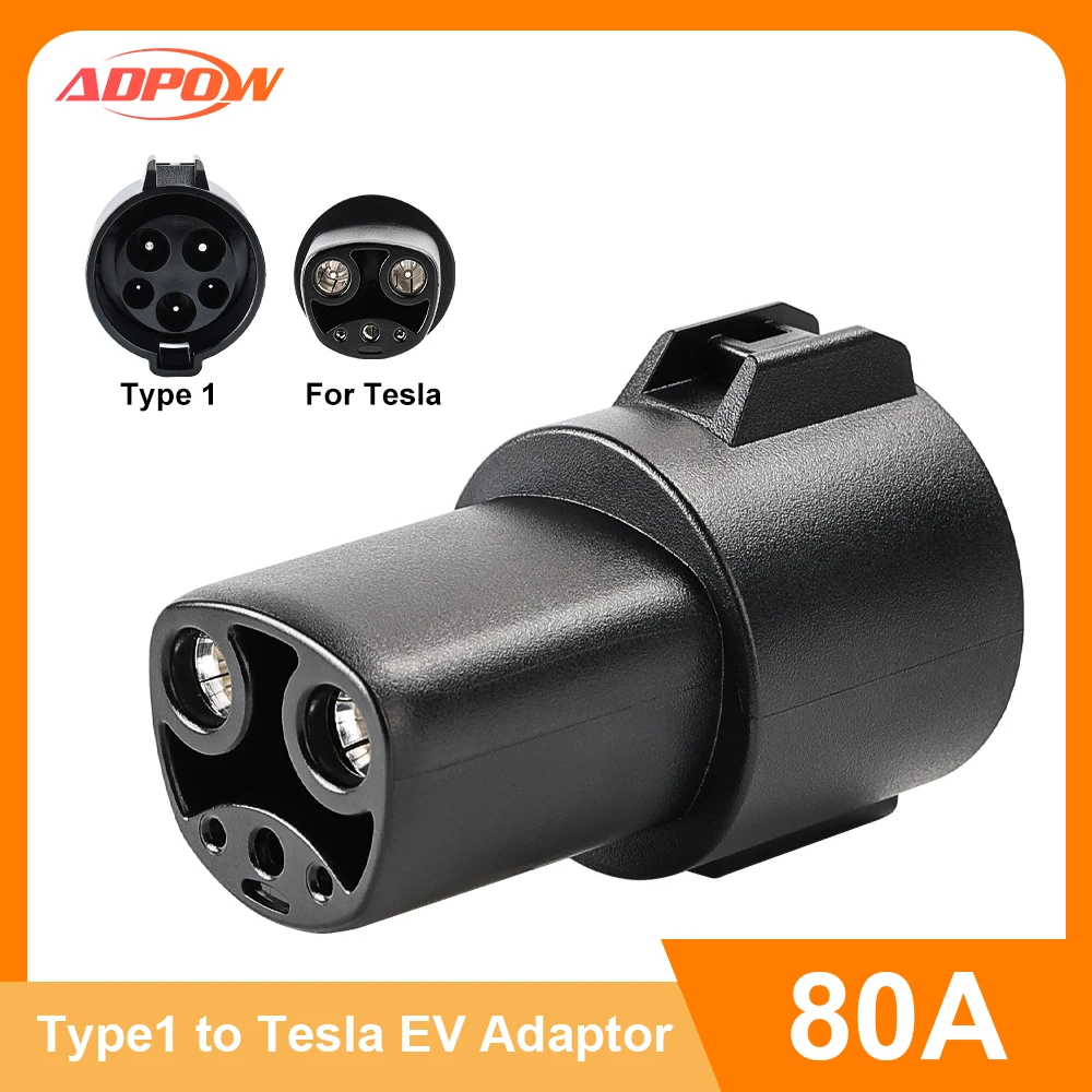 

ADPOW 80A Type 1 to Tesla EV Charger Adapter For Tesla EV Cars SAE J1772 Version Portable Charging Accessories EVSE