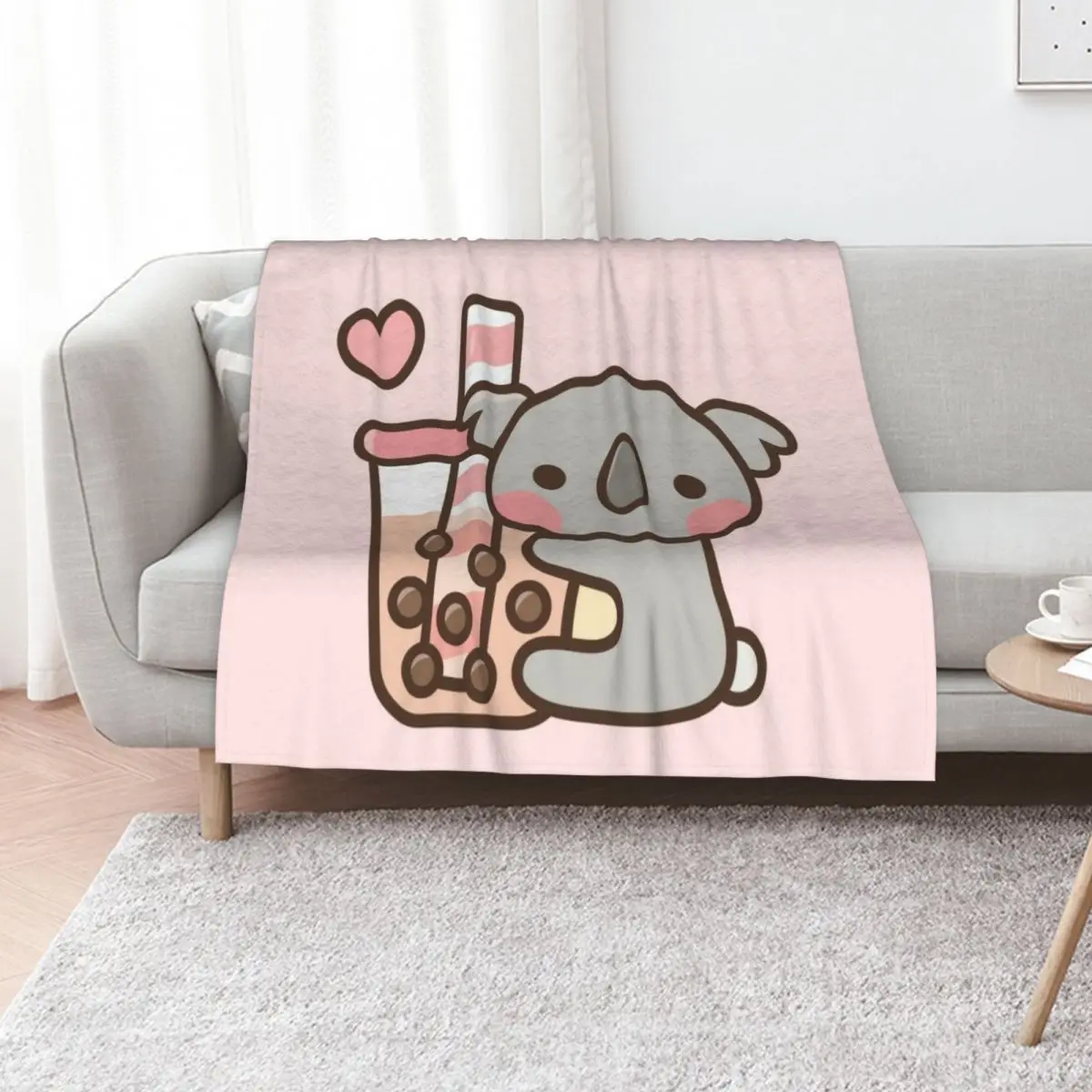 Cute Koala Bear And Bubble Tea Throw Blanket Beautifuls Luxury Bed Fashionable Vintage For Baby Decorative Sofa Blankets