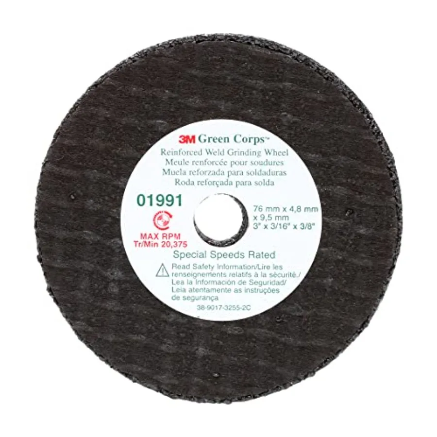 

Green Corps Reinforced Weld Grinding Wheel 01991 3 in.22 x 3/8 5 Pack Heavy Duty Resin Bonded Green Long Lasting Wheel for Fast