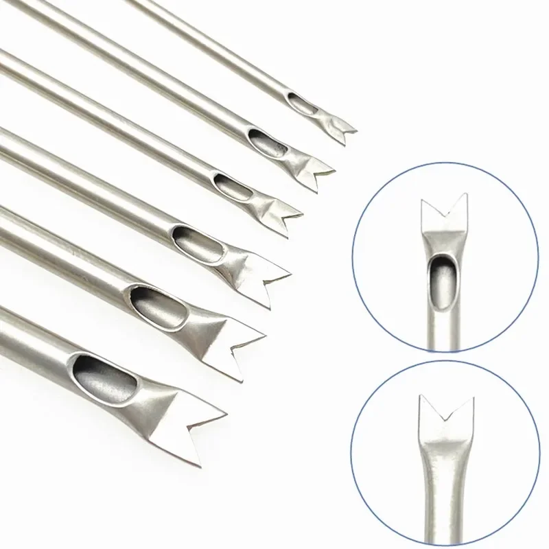 1PCS V-Stripping Cannula Single Hole Fat Harvesting Cannula Liposuction Cannula Stainless Steel Fat transfer needle