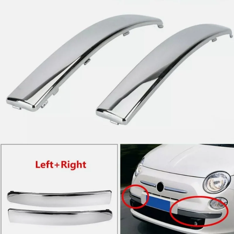 2pcs For Fiat 500 2007-2015 Lounge Plastic Front Bumper Moulding Lower Chrome Trim Left Right Car Exterior Parts