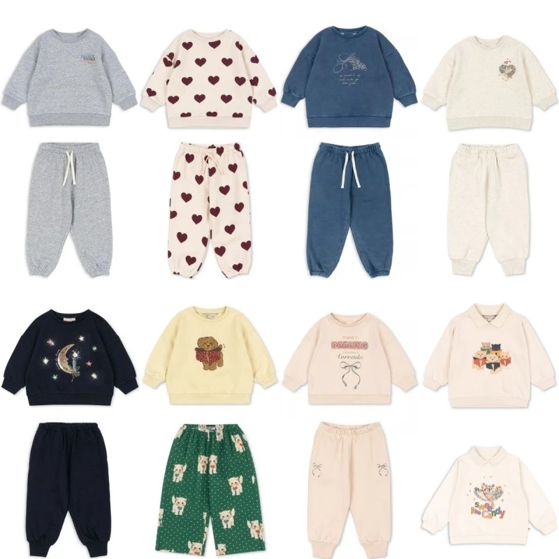 

Children's 25 Autumn/Winter New Children's Clothing KS Dog Colorful Candy Top Love Pants Thickened Set