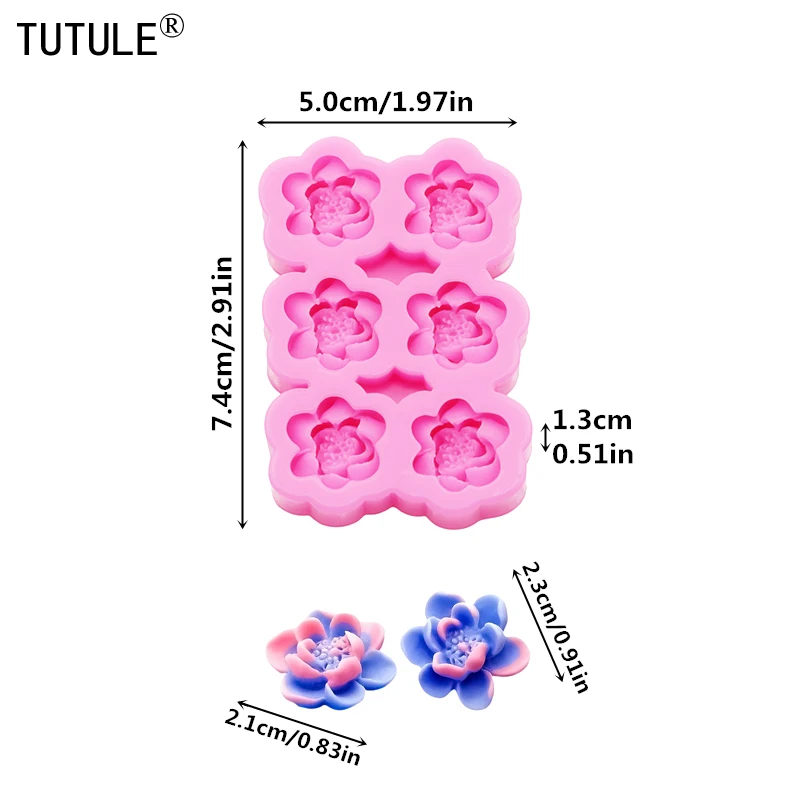 Peach blossom diy camellia Earrings accessories silicone mold small flowers Clay epoxy resin Mould Fondant Cake Chocolate Molds