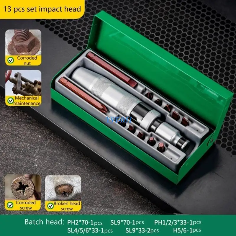 

E15A 13Piece Impact Driver Set Carbon Steel Home Maintenance Tool Suitable for Effortlessly Removal of Rusted Stripped Screws