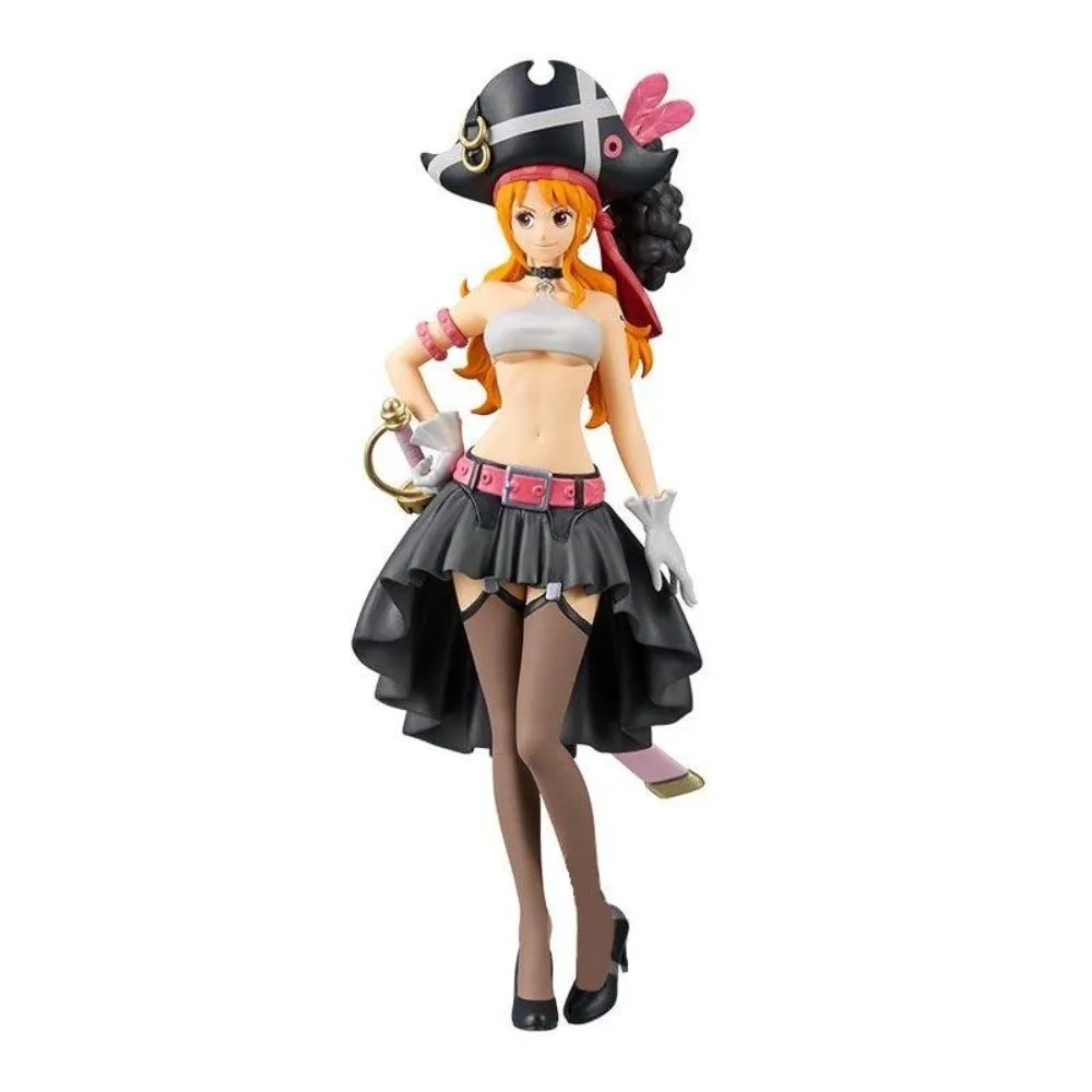 19CM Anime One Piece Nami Schwarze Kleidung Action Figure ONE PIECE FILM RED Dress Up Figur PVC Sammeln Modell Spielzeug kind Geschenk