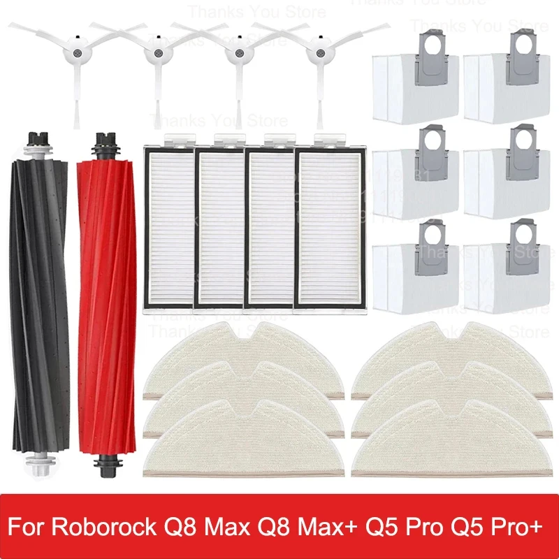 Accessories For Roborock Q8 Max Q8 Max+ Q5 Pro Q5 Pro+ Replacement PartsMain Side Brush Hepa Filter Mop Dust Bag