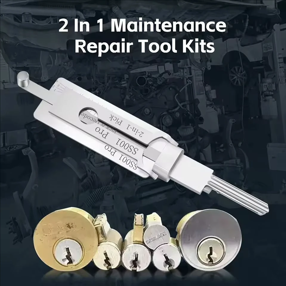 

SS001 Key Decoder Stainless Steel Lock Key Precision Hook Pick Set Maintenance Repair Tool Unlocking Engineering Multi-function