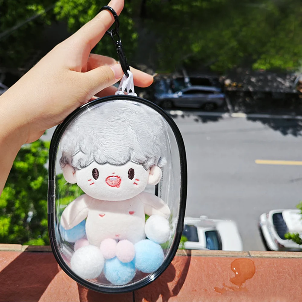 Clear Outdoor Bag New Style Mini Lovely Plush Dolls Storage Pouch For 15cm Plushy Doll Keychain Transparent Doll Bag Mystery Box