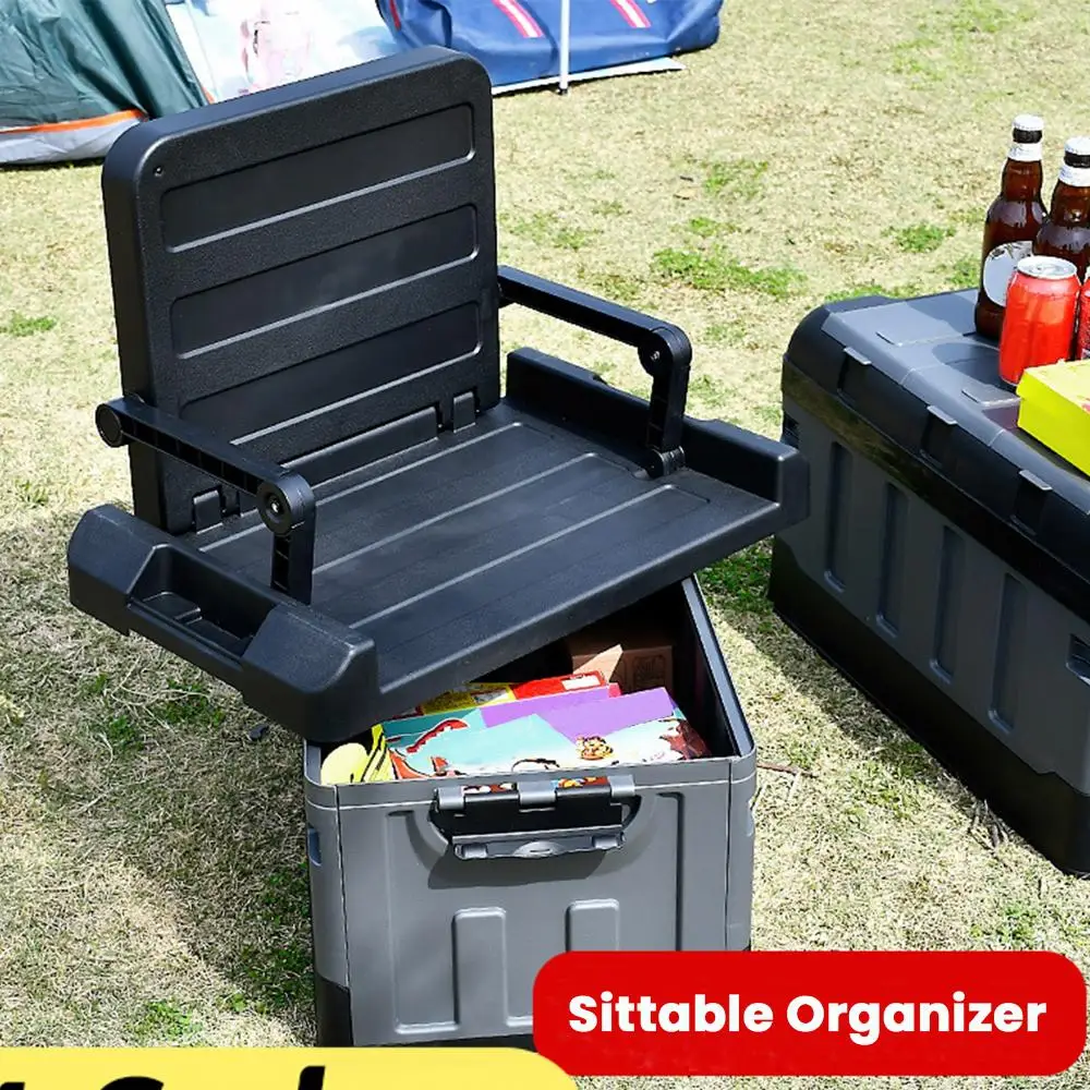 

60L Trunk Organizer Large Camping Storage Box Extra Portable Car Seat Storage Case Folding Outdoor Fishing Chair Travel Luggage