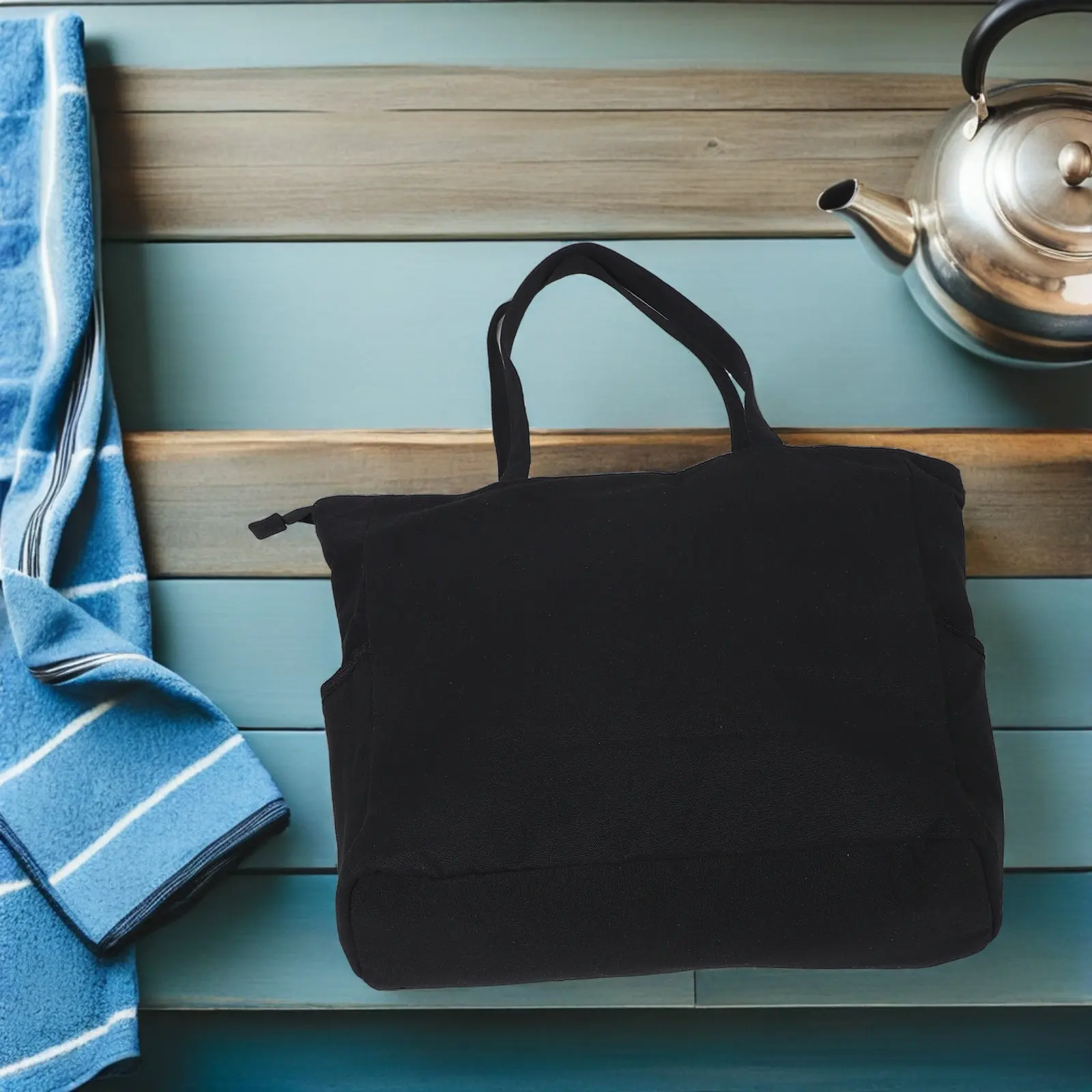 Unisex Tennis Tote Bag Canvas Racket Carry Bag Large Storage Shoe Pocket Smartphone Water Bottle Pockets Comfortable Shoulder