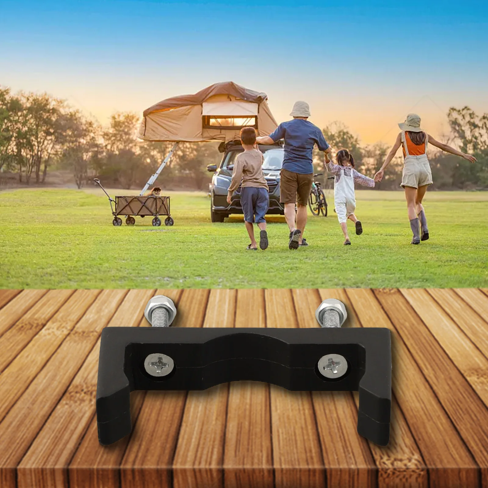 Camping Wagon Handle Handle Fixed Buckle Camping Garden About 18g Approx.5.2-5.5cm Black Color Plastic Material