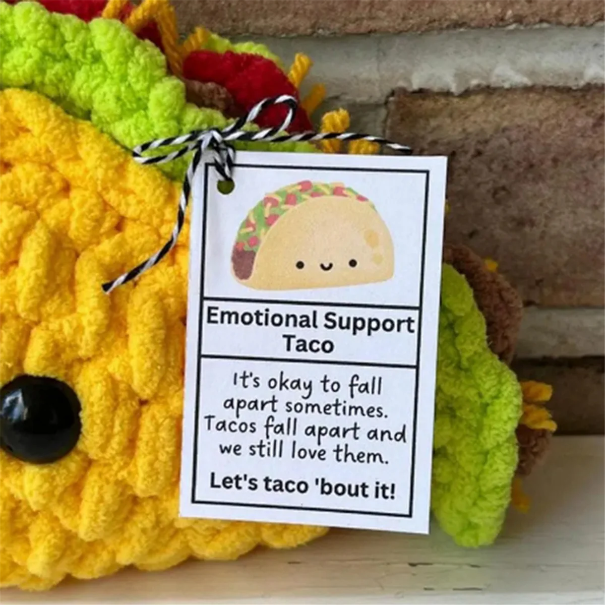 BAAE Crochet Doll Small Emotional Support Crochet Mini Taco Cartoon Cute Crochet Doll Taco Plush Cheer Up Toy Knitted Doll