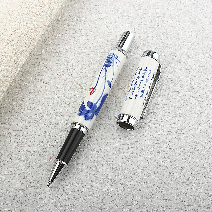 Jinhao 950 Ceramic Rollerball Pen Blue White Porcelain Bamboo Pattern Metal Chinese Style Signature Ballpoint Pen Business Gift