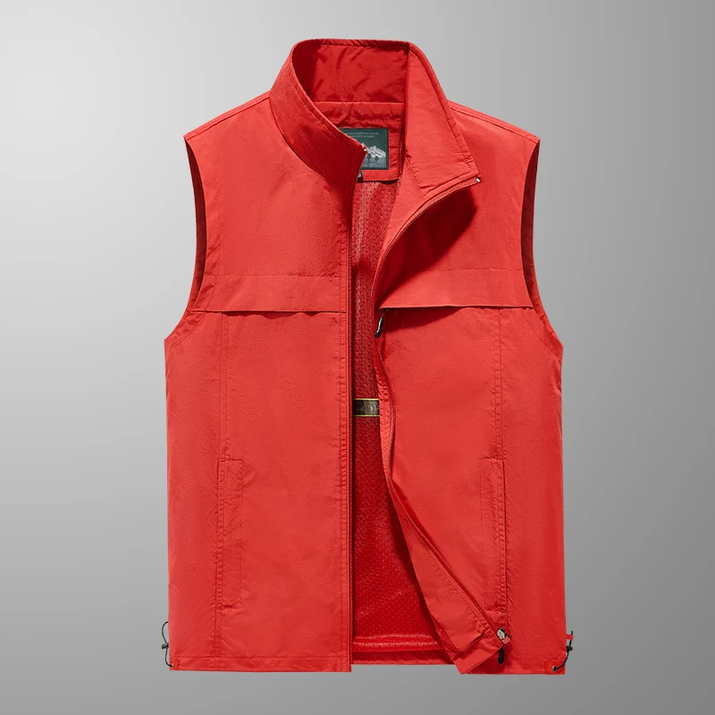 

2024 new outdoor multifunctional workwear vest zipper multi pocket jacket with spring and autumn shoulder and large size sports