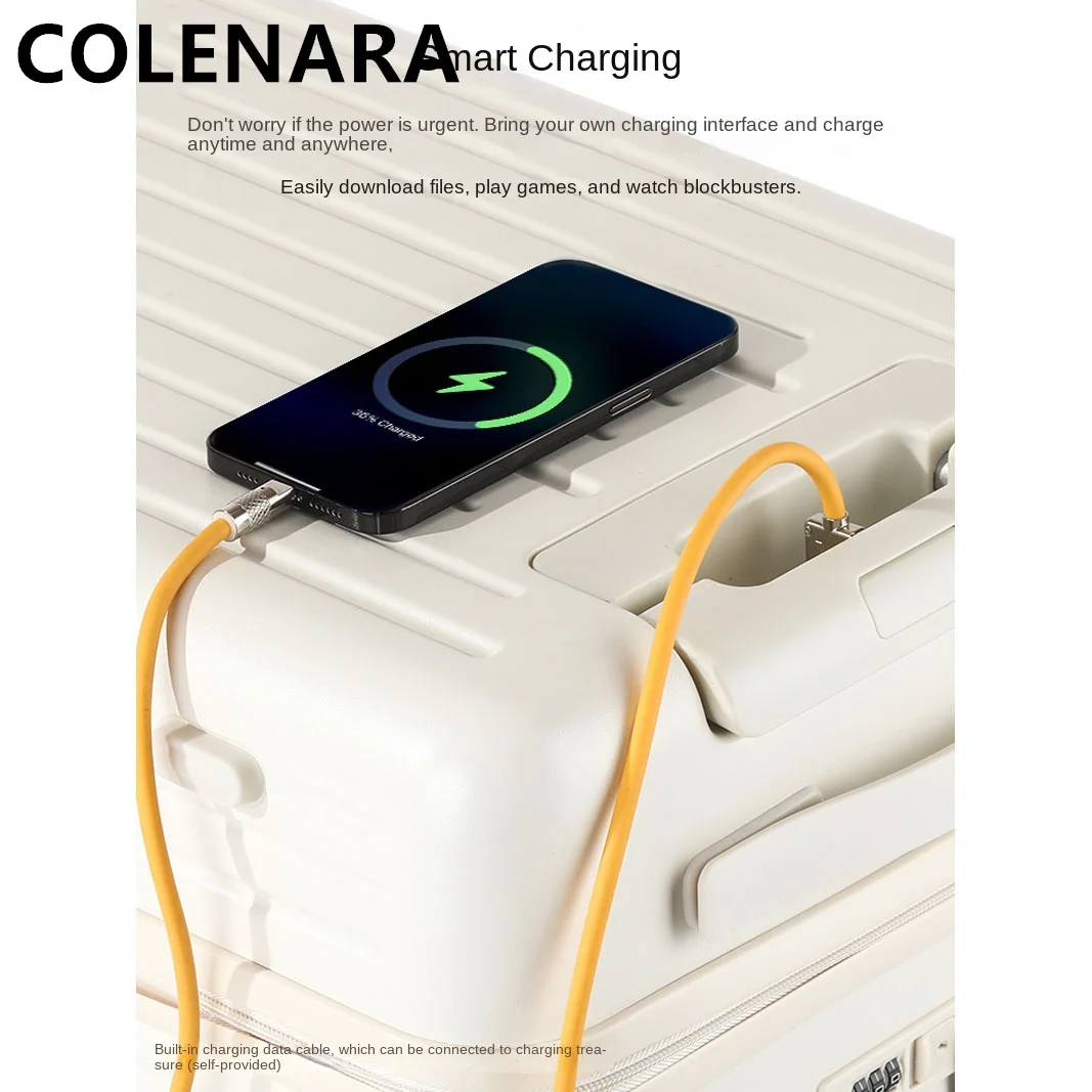 COLENARA-maleta con Apertura frontal para ordenador portátil, maleta con carrito de carga USB, equipaje con cremallera multifuncional, 20, 22, 24 y 26 pulgadas