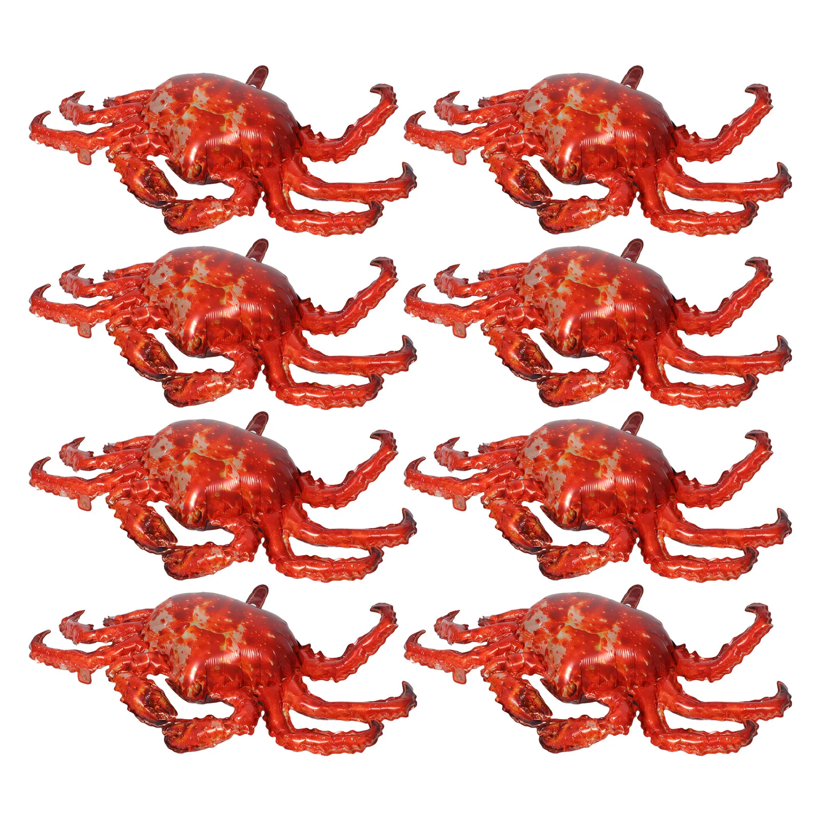 

8Pcs Cartoon Crab Balloon Set Tearresistant Aluminum Film for Easy Setup Birthday Balloon Decor Marine Animal Themed Events