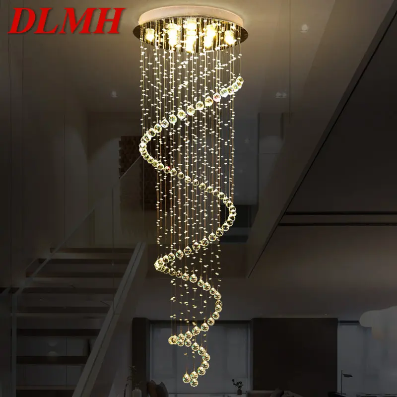 

DLMH Modern Crystal Pendant Lamps LED Creative Luxury Chandelier Light for Home Living Dining Room Villa Staircase