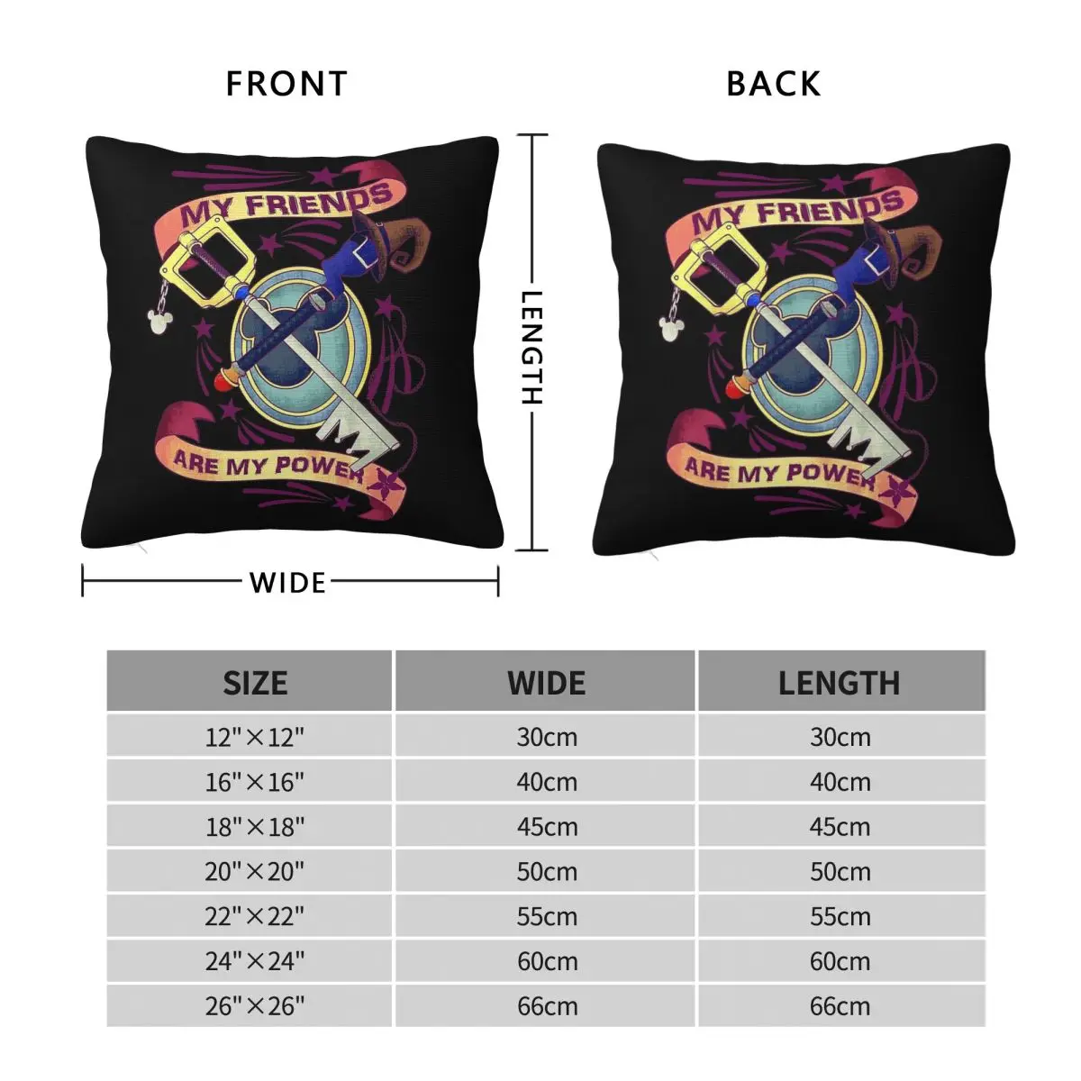 My Friends Are My Power Square Pillowcase Polyester Linen Velvet Printed Zip Decorative Throw Pillow Case Car Cushion Case 45x45
