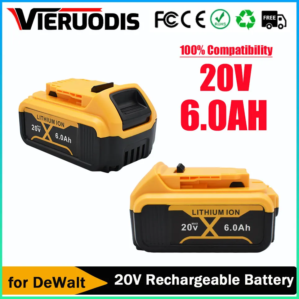 

for DeWalt 20V 6.0Ah 8.0Ah power Tools DCB184 DCB200 rechargeable electric tool battrey 20v 6000mah Battery set