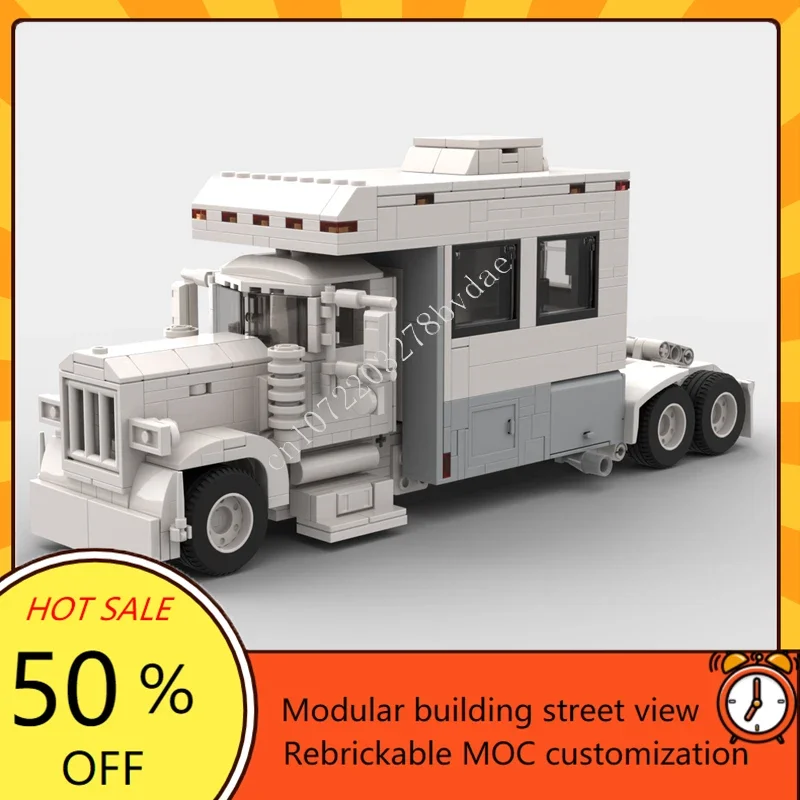 MOC City Peterbilt Day Cab Toterhome topper Model klocki technologia cegły kreatywny montaż zabawki dla dzieci prezenty świąteczne