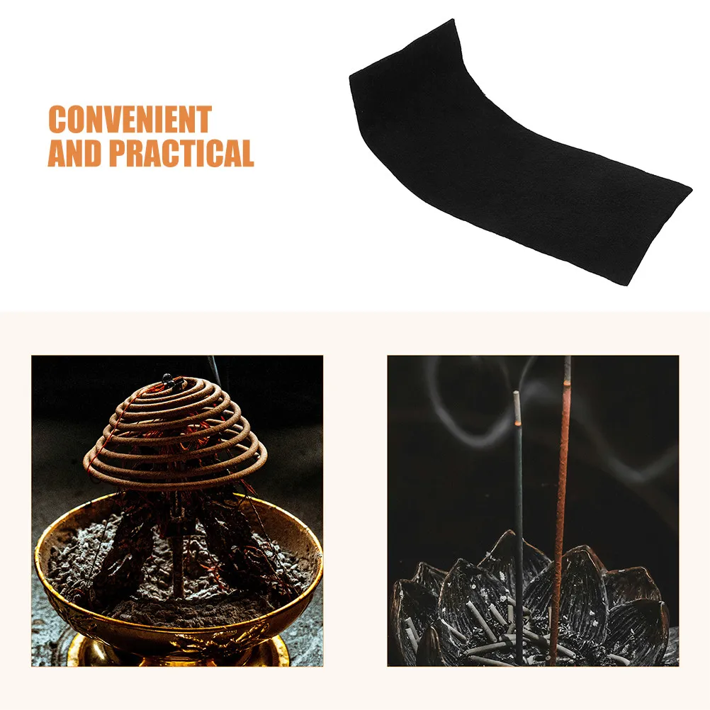 Black Fireproof Incense Burner Mat Heat Insulation Ash Catch Pad Anti Slip Design for Incense Coils Cones Sticks Portable Home