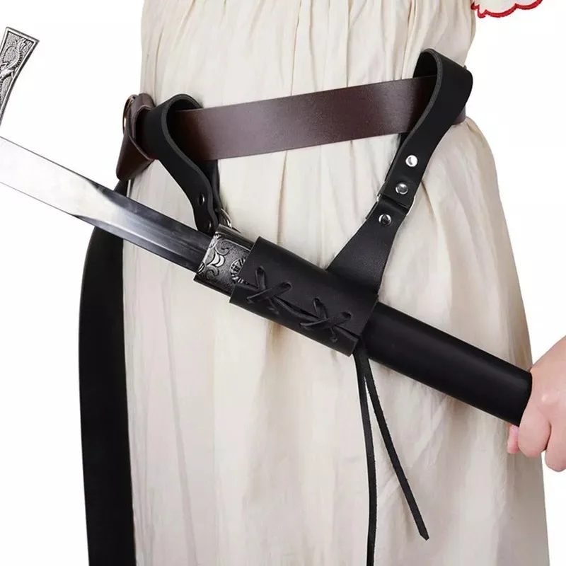 

Medieval Samurai Knight Belt Sword Leather Scabbard Sheath Holder LARP Warrior Katana Rapier Holster Frog Hanger Cosplay Props