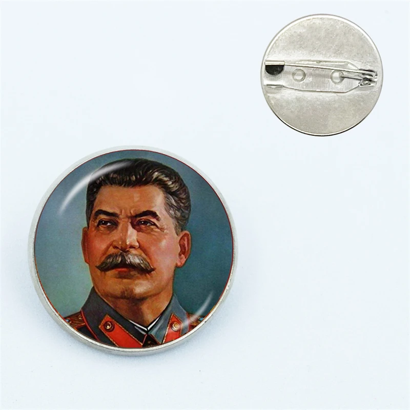 Soviet USSR Stalin Lenin Brooches Classic Red Star Hammer Sickle Communism Emblem CCCP Glass Gem Collar Pins Jewelry Gift