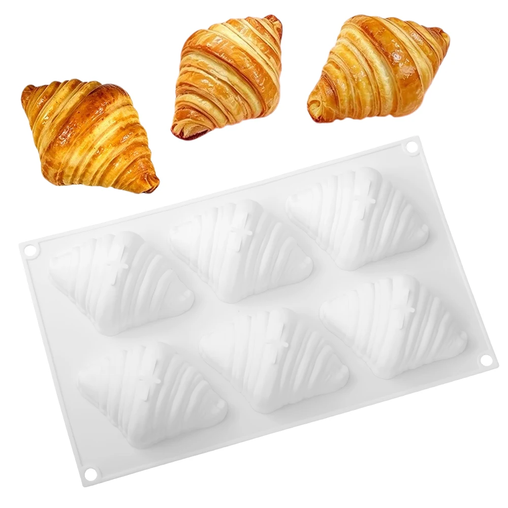 6-Zellen-Croissant-Design Lebensmittelechte Silikon-Schokoladenkuchenform Mousse-Kuchenform DIY-Seifenform Küchen-Dessert-Backform – Detail 6