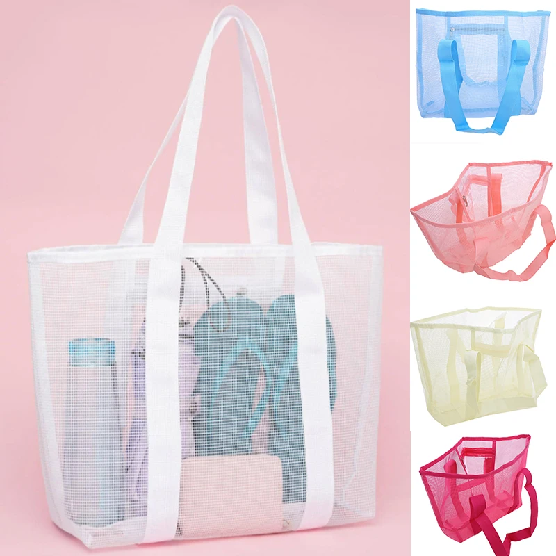 Mesh Backpack Protable Outdoor Waterproof Kids Toys Storage Bags Women Cosmetic Makeup Bag For Towel Swimming Large Beach Bags