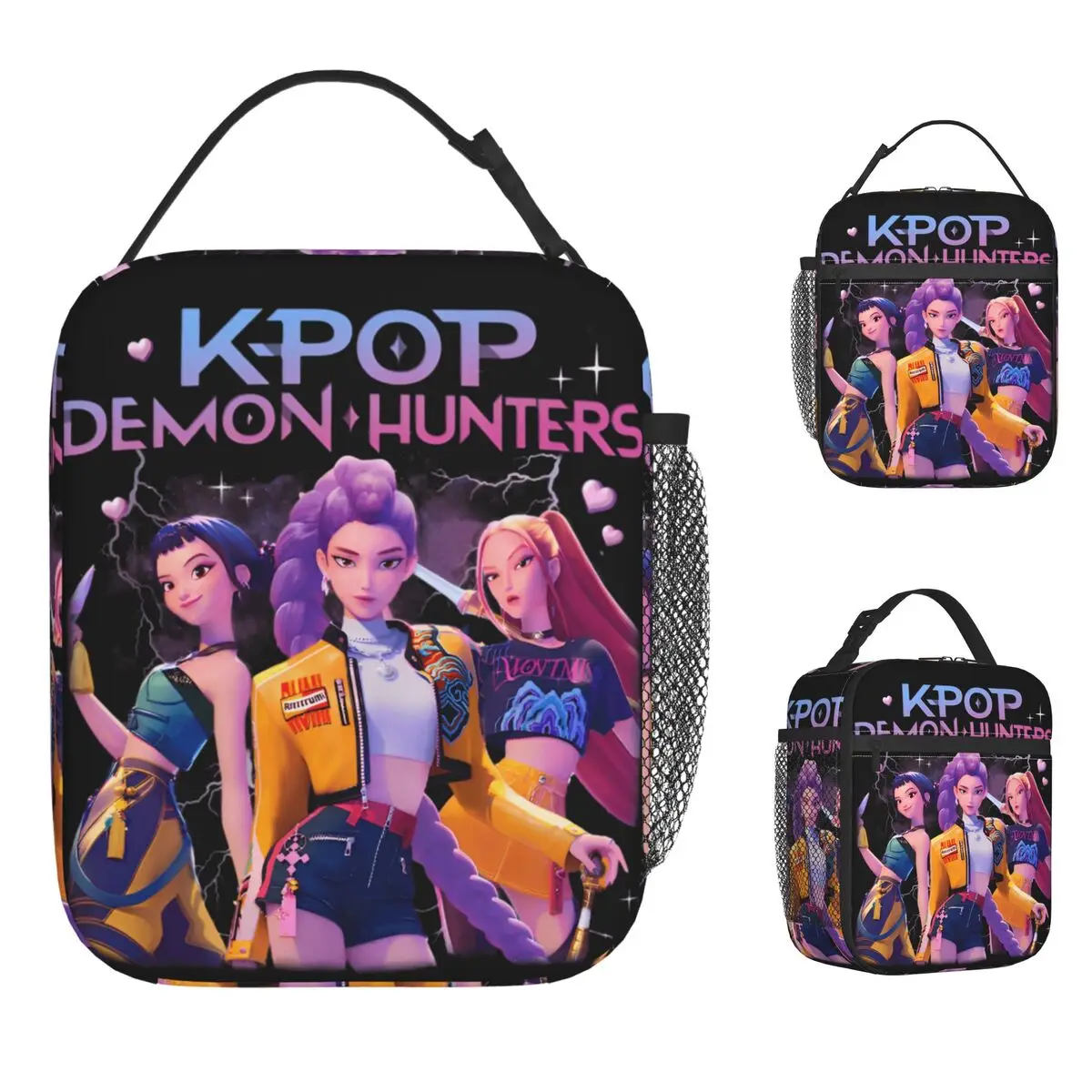 

KPop Demon Hunters Lunch Bag Portable Lunch Box Adult Outdoor Picnic Cooler Bag Aesthetic Waterproof Thermal Tote Handbags